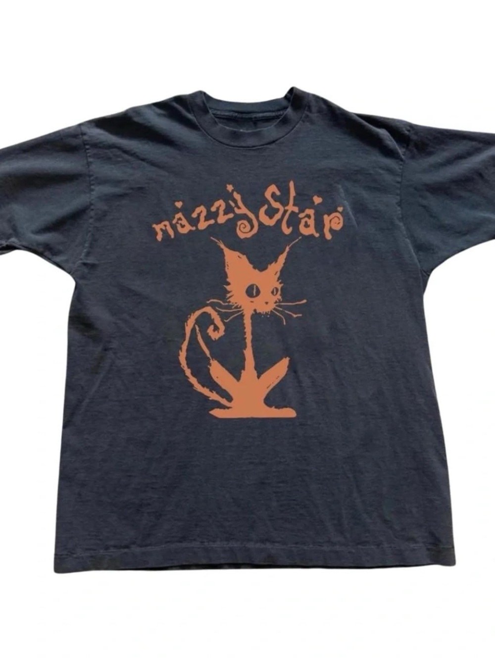 Gildan Black Tee with Orange Cat Graphic